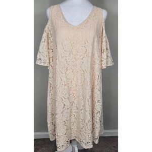Nanette Lepore Women's Flutter Cold Shoulder Lace Overlay Shift Dress Size 8